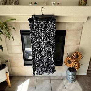 Joe Benbasset Black and White Maxi Skirt with Damask Print